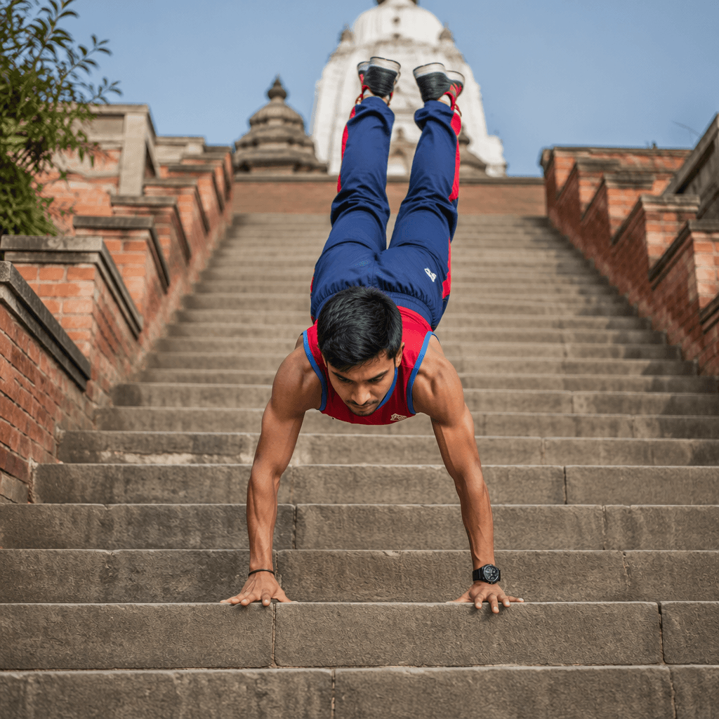 Nepal athlete sets world record descending stairs on hands · NewsDarpan AI