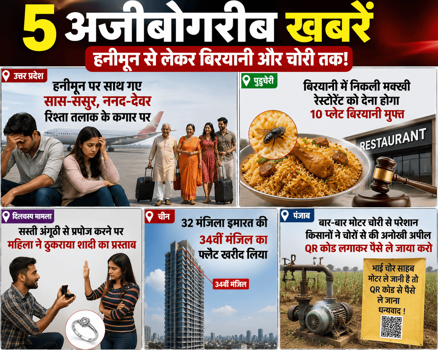 Family Honeymoon to a 34th-Floor Flat in a 32-Storey Building: 5 Bizarre Stories That Made Headlines