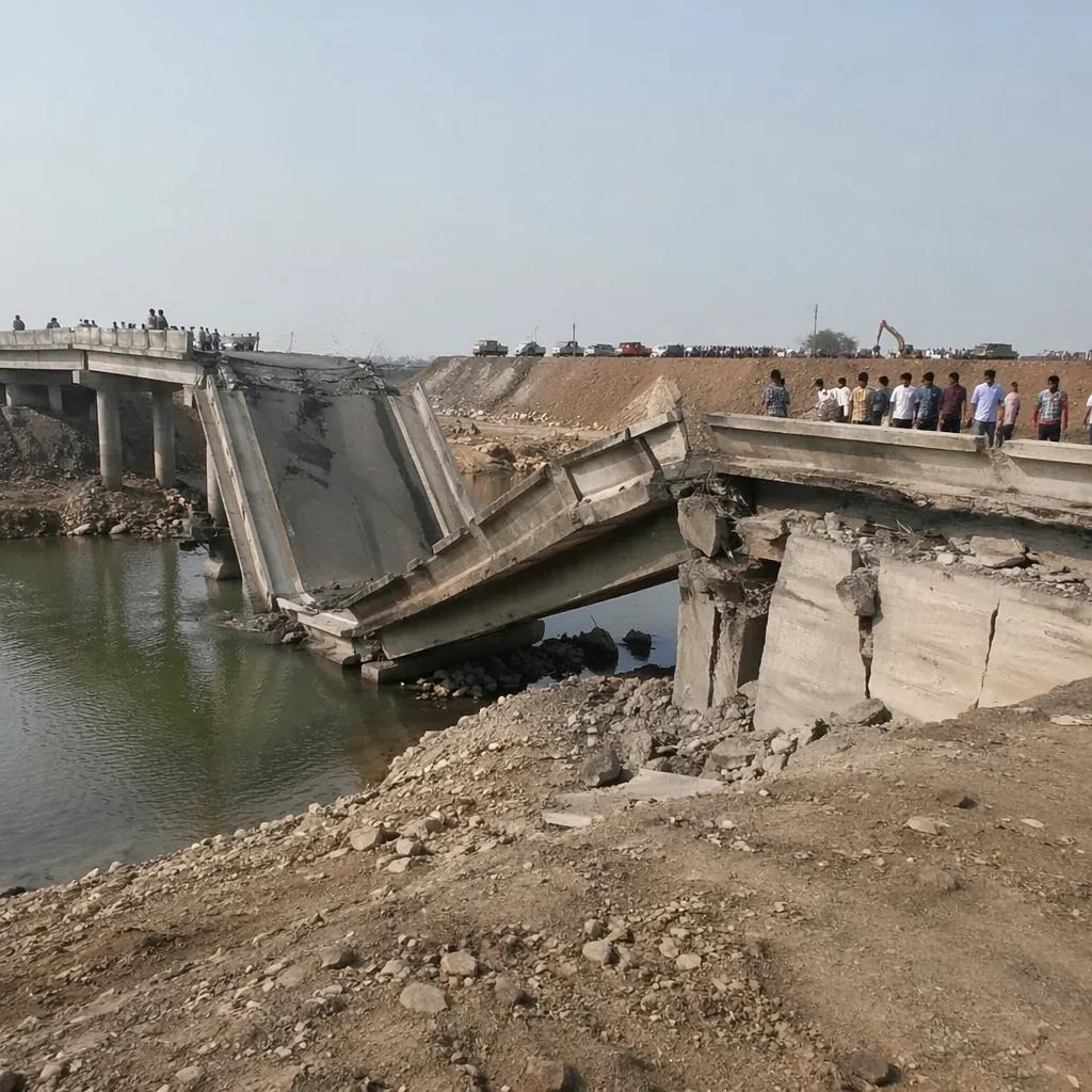 Under-construction bridge collapses on Bharatmala Highway in Khargone