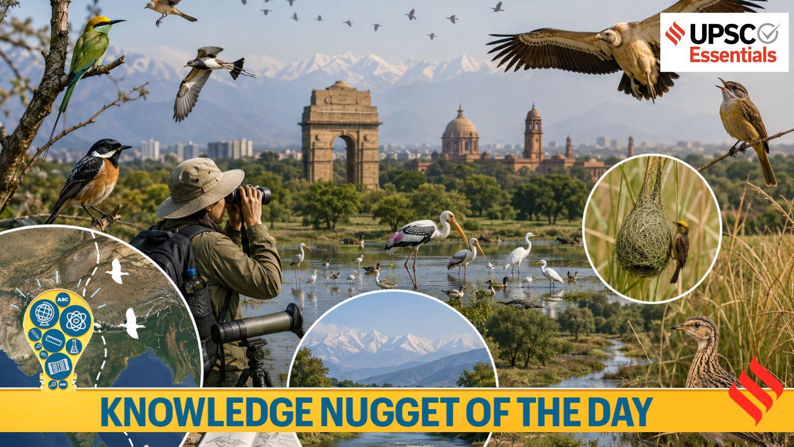 Delhi ranks second globally in bird diversity among capitals, supported by the Delhi Bird Atlas and grassland bird census.