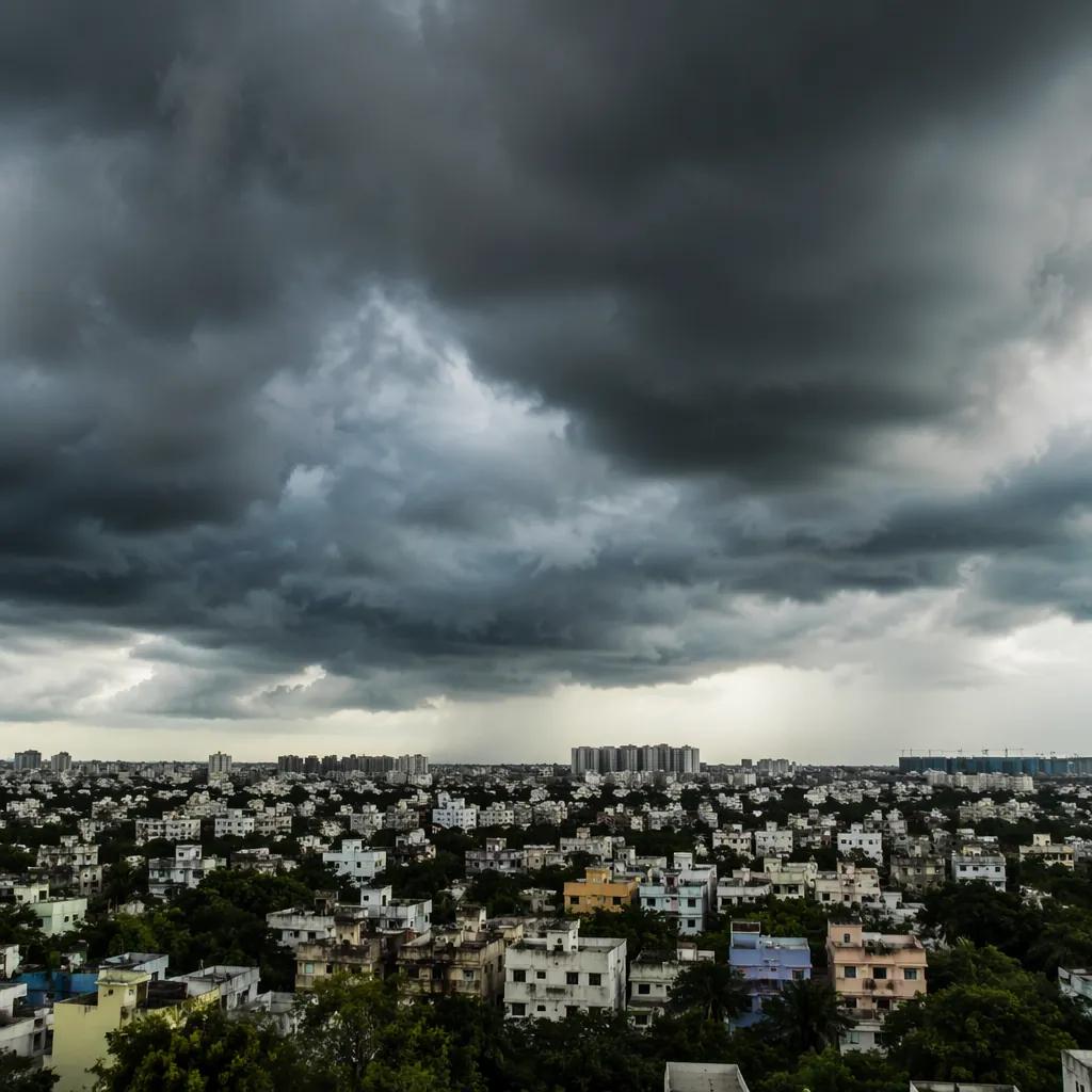Storm clouds over a city as pre-monsoon activity intensifies · NewsDarpan AI