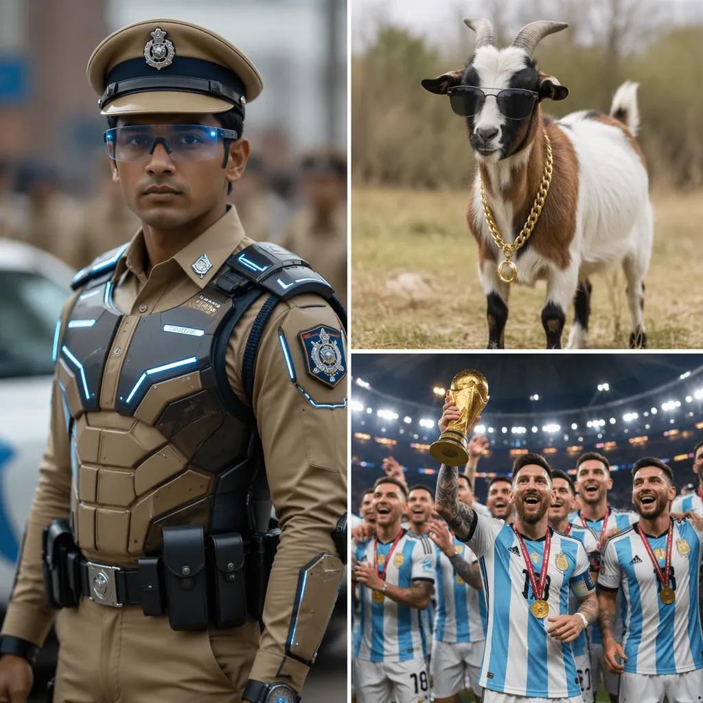 A collection of unusual stories including AI police uniform, · NewsDarpan AI
