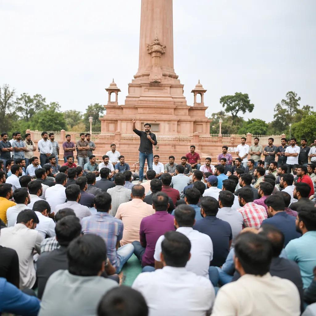 Protesters gathered at Shaheed Smarak in Jaipur demanding re · NewsDarpan AI