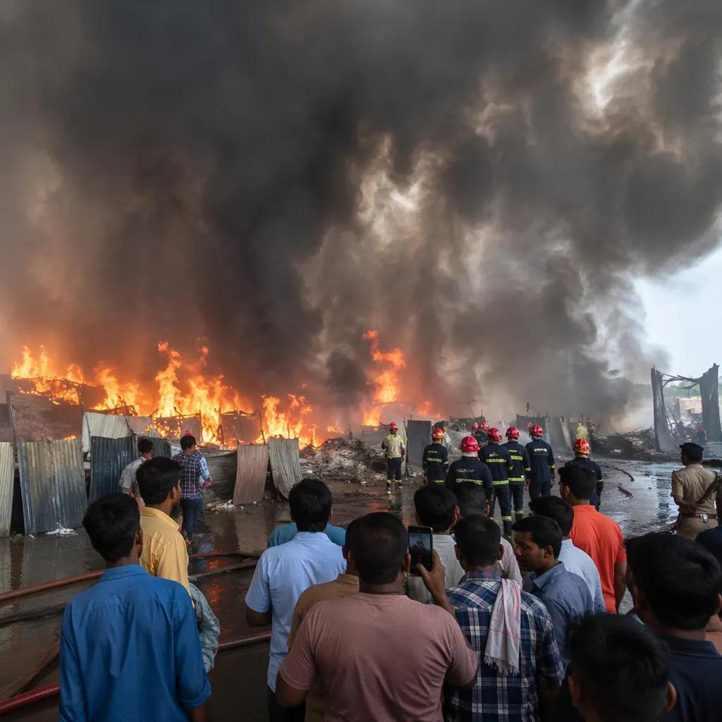 Scene from the Tughlakabad fire incident in Delhi · NewsDarpan AI