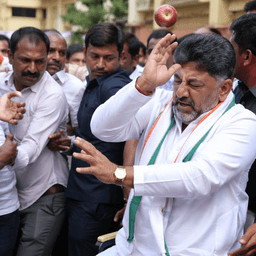 Karnataka CM DK Shivakumar's Apple-Throwing Video Sparks BJP Criticism