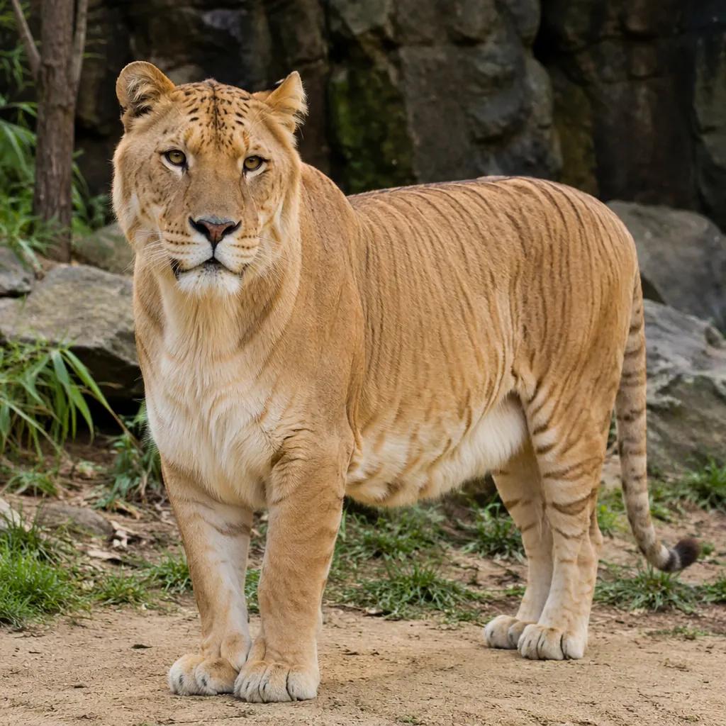 A liger, the hybrid offspring of a male lion and a female ti · NewsDarpan AI