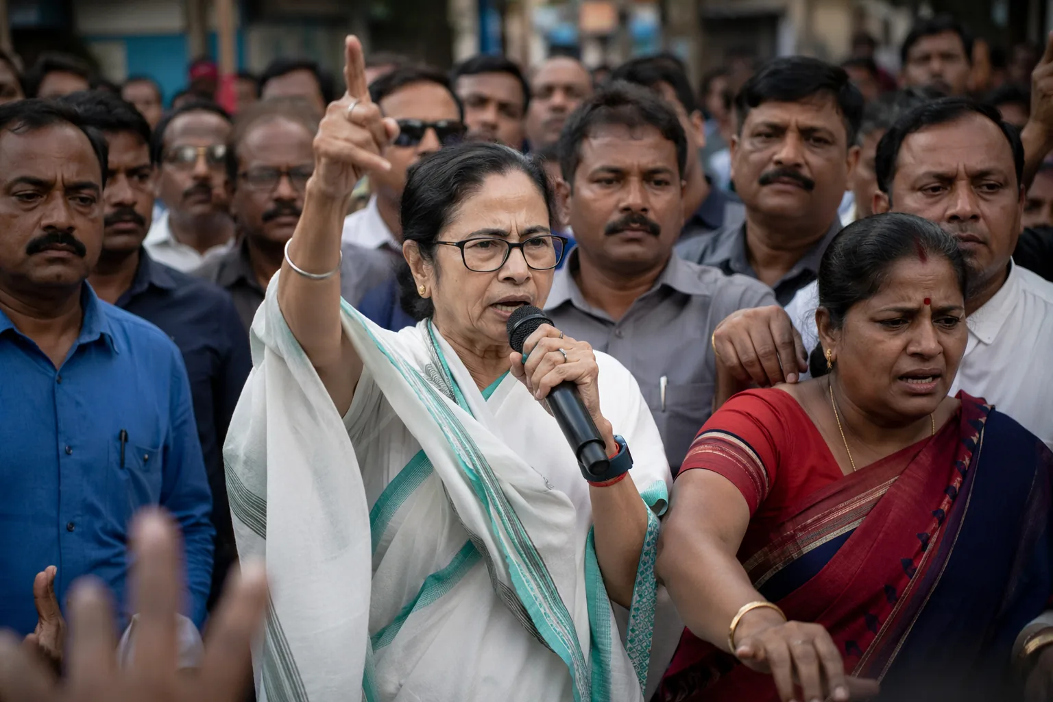 Mamata Banerjee leads protest against hawker evictions in Kolkata