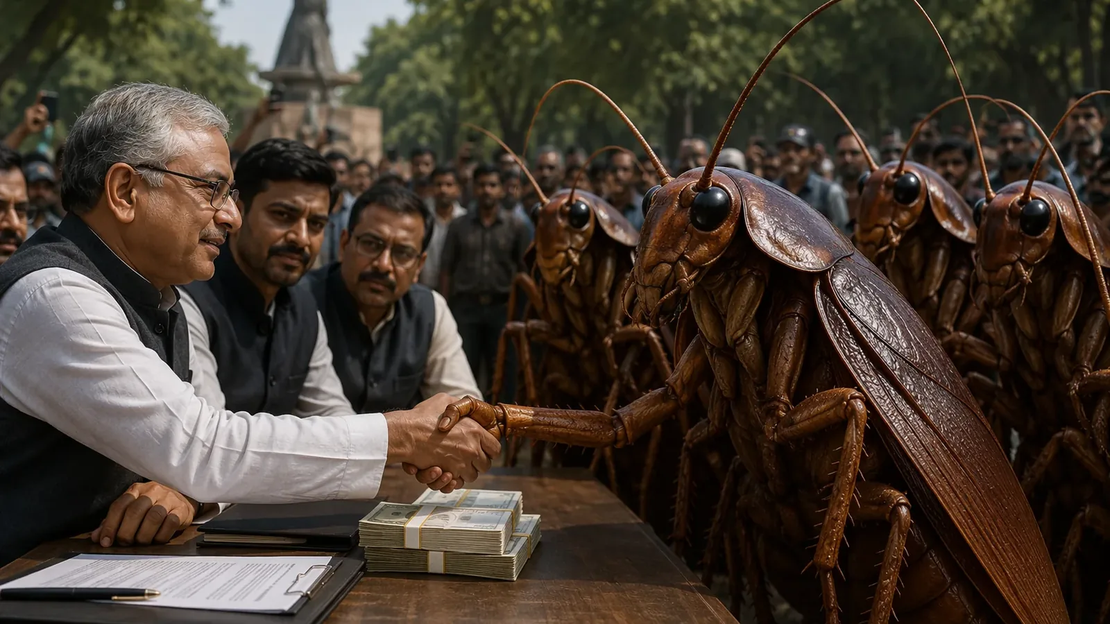 कॉकरोच जनता पार्टी का विरोध खत्म, सरकार ने मांगे मानी