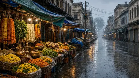 Broadway bustles with Onam shoppers, but rain dampens cheer
