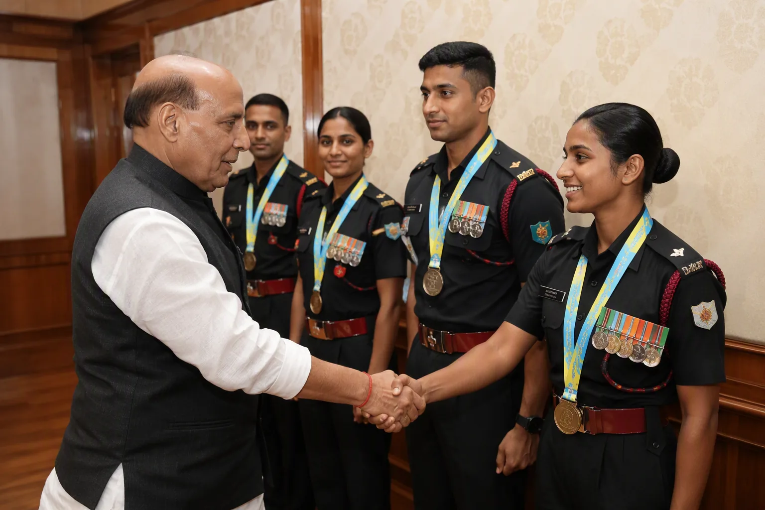 Defence Minister Rajnath Singh Celebrates Army Athletes' Commonwealth Games Success