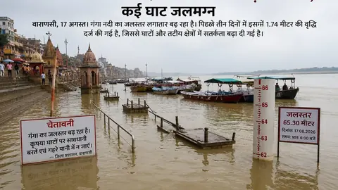 वाराणसी में गंगा का जलस्तर बढ़ने से चिंता बढ़ी