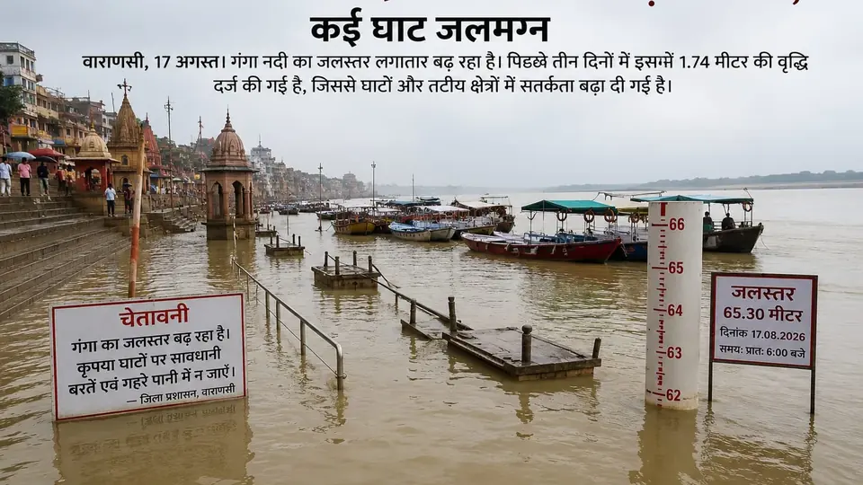 वाराणसी में गंगा का जलस्तर बढ़ने से चिंता बढ़ी