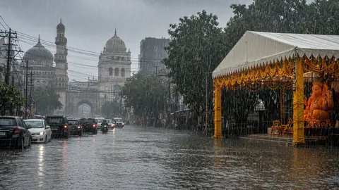 Heavy rain floods Hyderabad as Ganesh Chaturthi devotees brave traffic chaos
