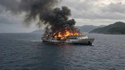 Fire engulfs Philippine ferry, killing 5 and leaving 87 missing