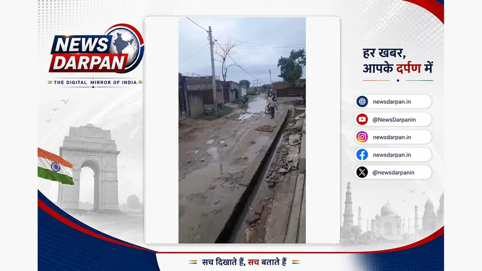 Sunken road and faulty drainage leave Shravasti village waterlogged, children at risk