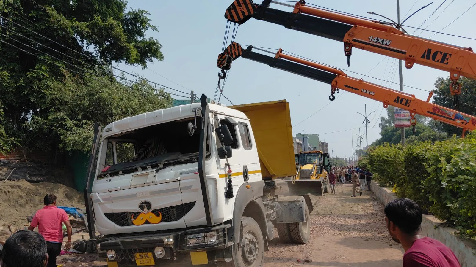 Child killed as overloaded dumper truck overturns in Bulandshahr