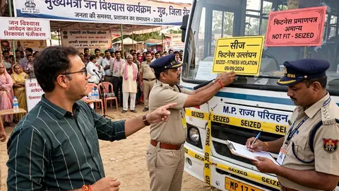 रीवा में जिस बस से पहुंचे कलेक्टर, वही सीज; फिटनेस सर्टिफिकेट रद्द