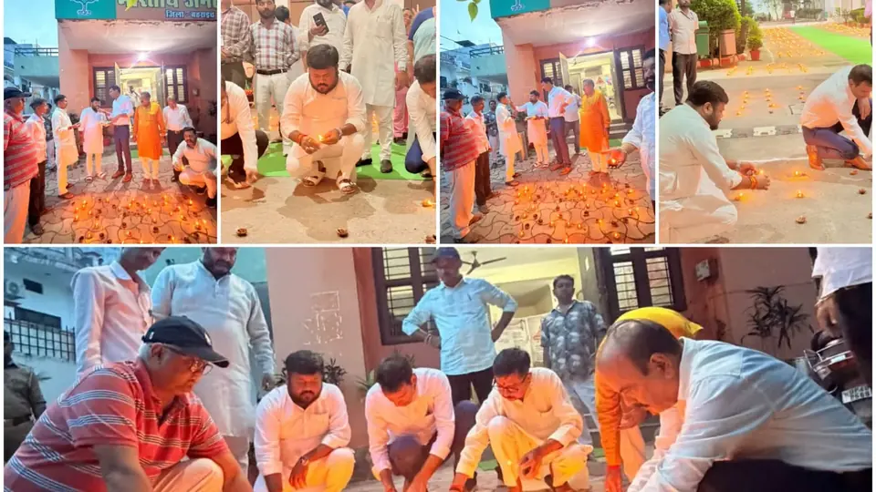 BJP district president lights lamps to mark Modi's birthday celebration