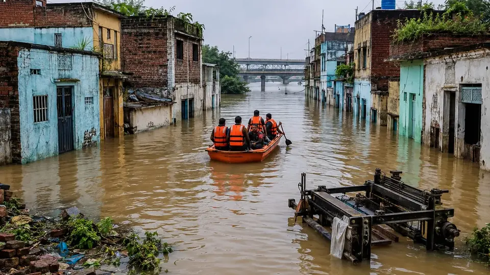 Varuna river flooding displaces families, submerges powerloom units in Varanasi's Nakki Ghat