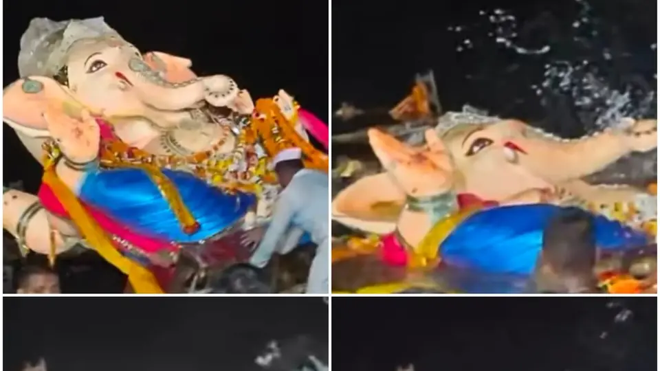 Bahraich Ganesh Idol Immersion Continues Late Into Night Amid Heavy Rain