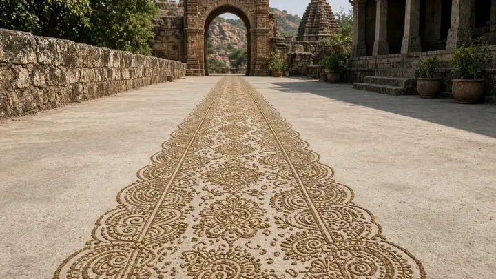 Shorapur student enters India, Karnataka record books with 150-foot mehndi