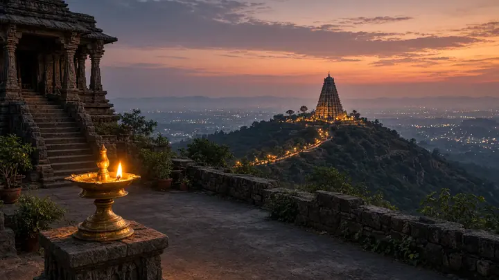 Mysuru Dasara festivities begin as seer lights traditional lamp atop Chamundi Hills