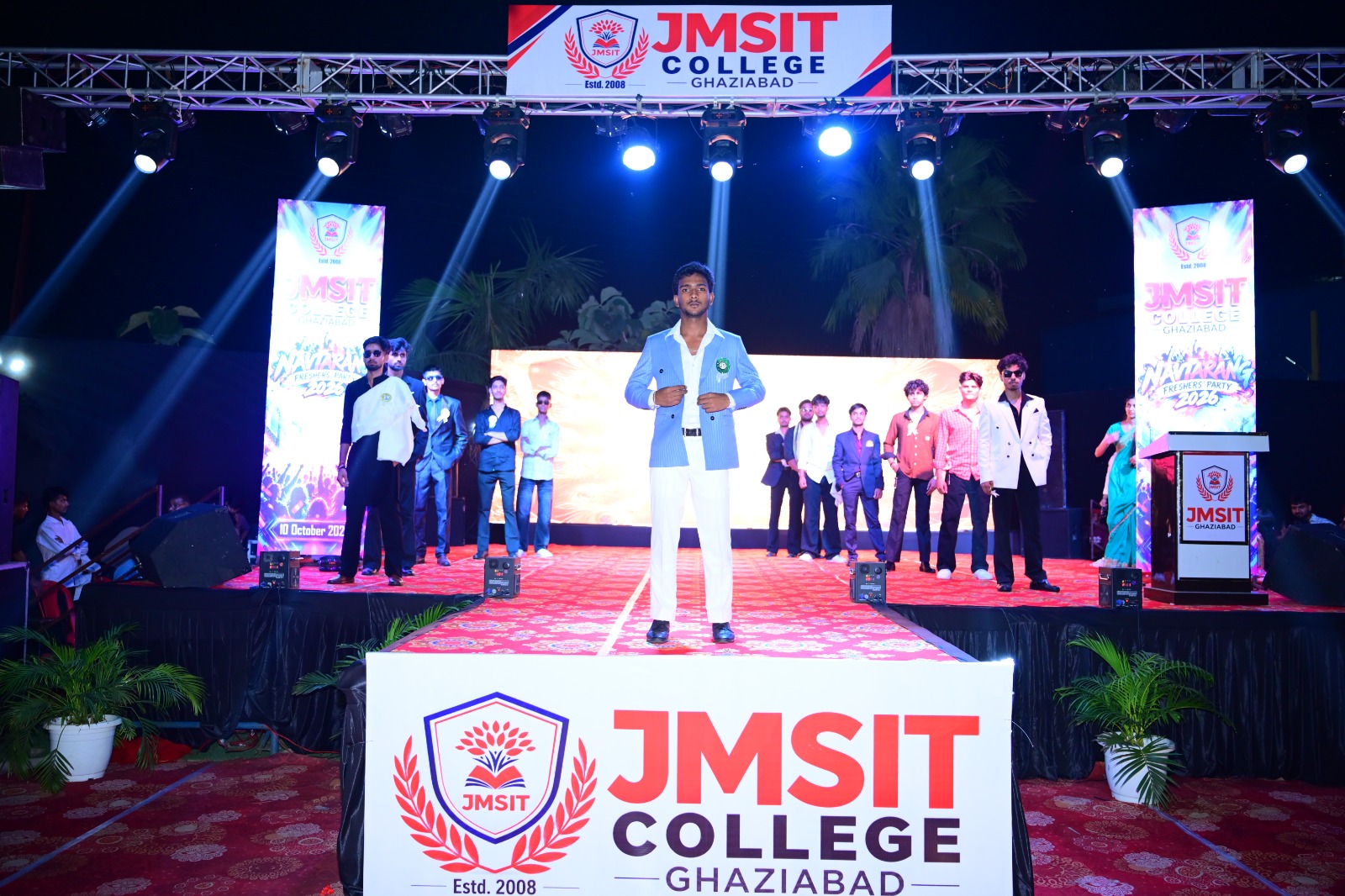A student walks the ramp during the JMSIT freshers party