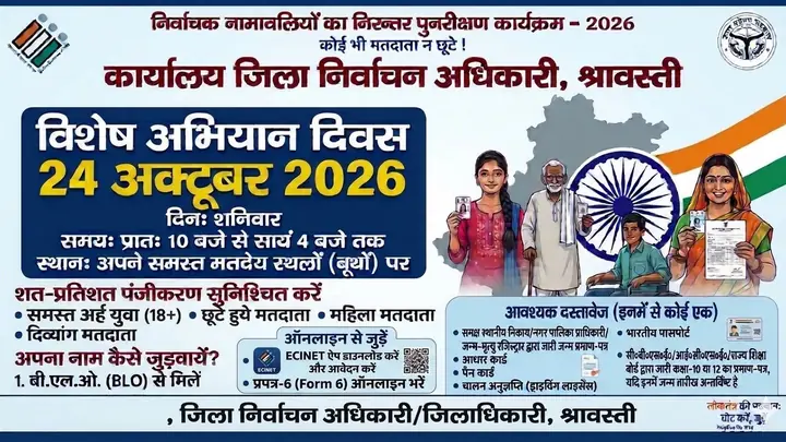 Shravasti to Hold Special Campaign for Adding Eligible Voters on October 24