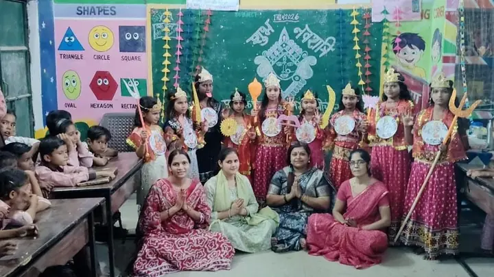 Nine Firozabad Schoolgirls Portray Goddess Durga’s Forms During Navratri Celebration