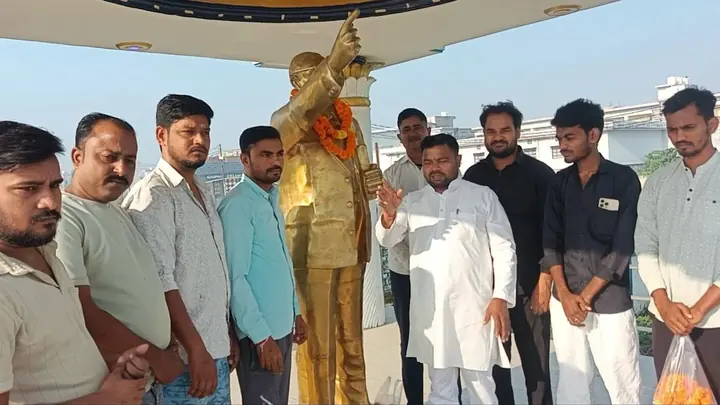 Samajwadi Party Workers Pay Tribute to Ambedkar in Chandausi Village