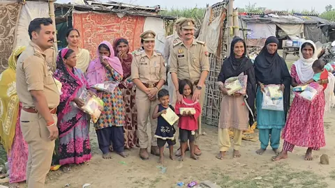 Hapur Police Distribute Sweets, Clothes To Needy Women, Girls Under Mission Shakti 6.0