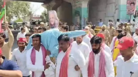 SP Workers Allegedly Burn CEC Effigy in Kanpur Dehat Protest; ADM Denies