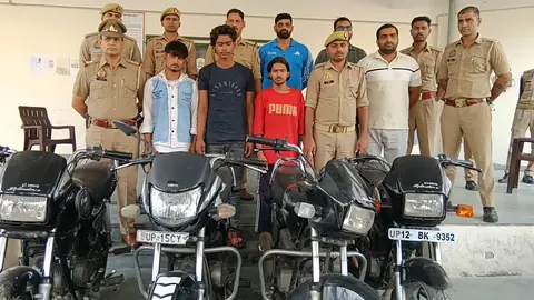 मुजफ्फरनगर में वाहन चोरी के दो मामले सुलझे, 3 आरोपी गिरफ्तार, 4 बाइक बरामद