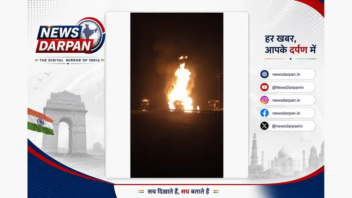 मुरैना में डीजल टैंकर और आलू ट्रक भिड़े, दोनों जलकर खाक