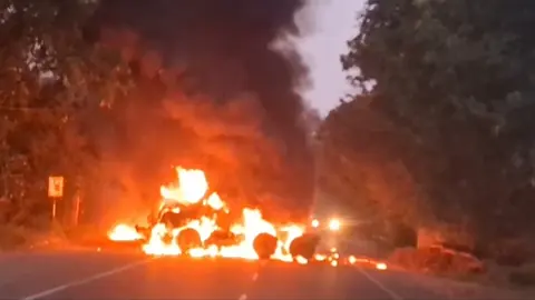 Two Dumpers Collide, Catch Fire on Agra-Aligarh Highway in Hathras