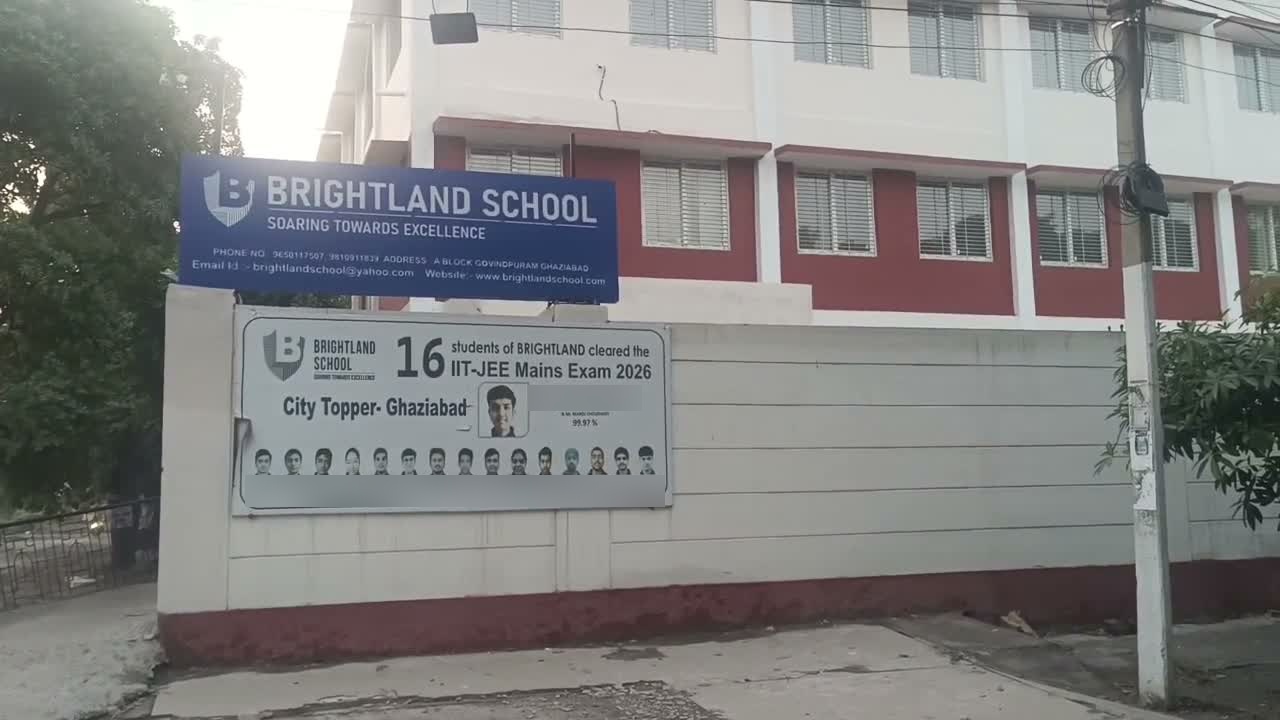 Brightland School building and its exterior name board