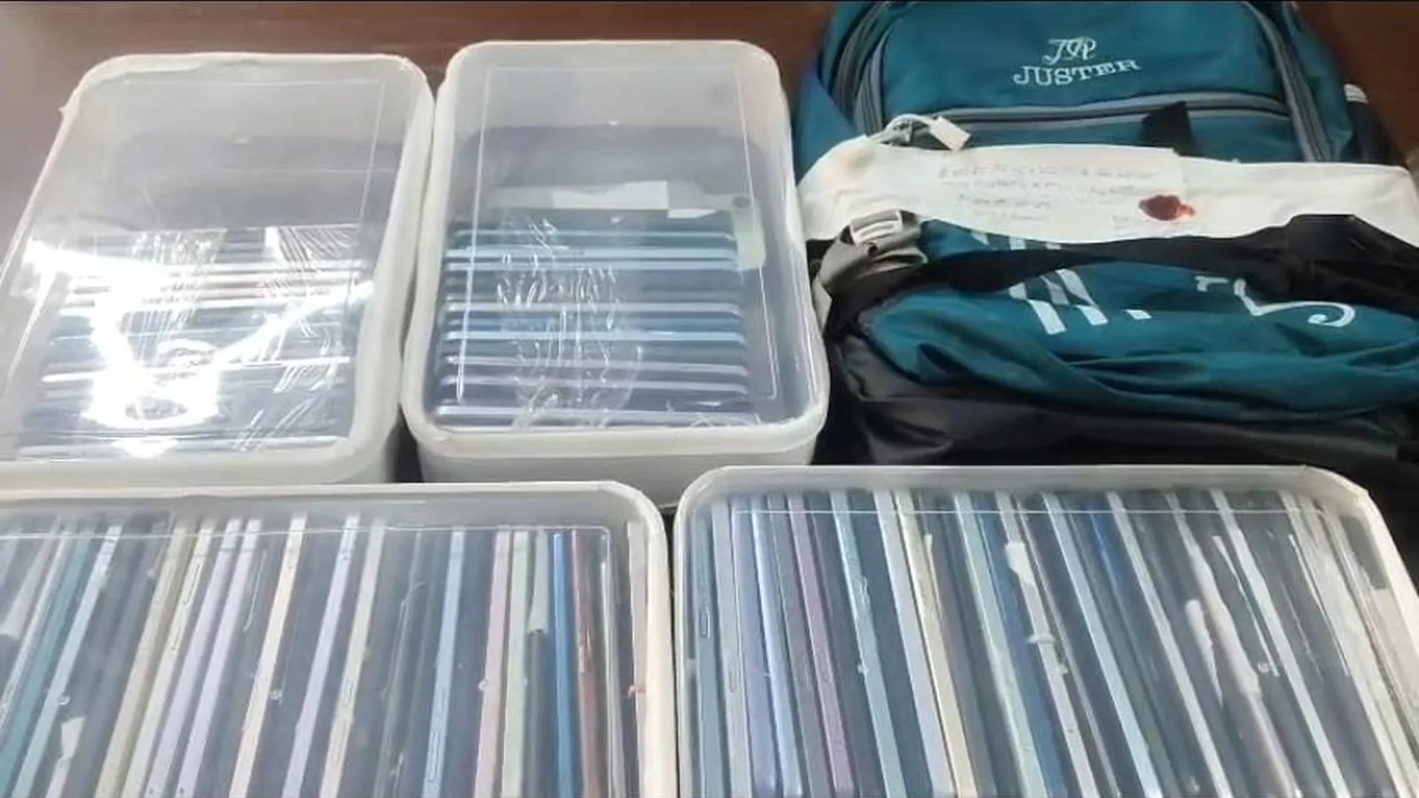 Mobile phones recovered by GRP Ghaziabad displayed in containers