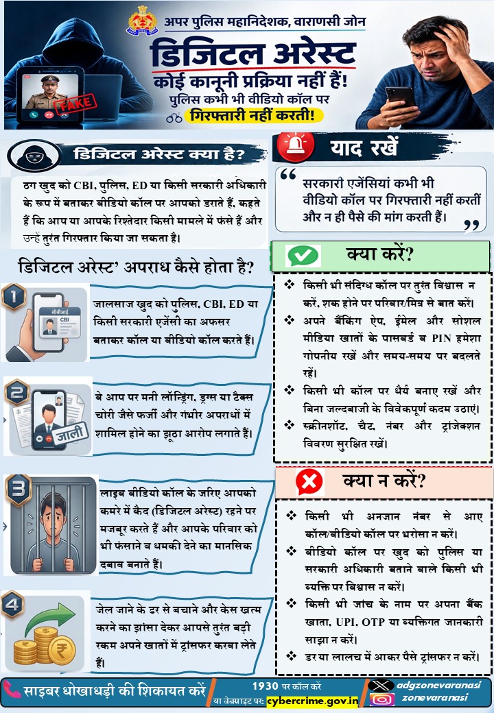Varanasi Zone police warning about digital arrest scams