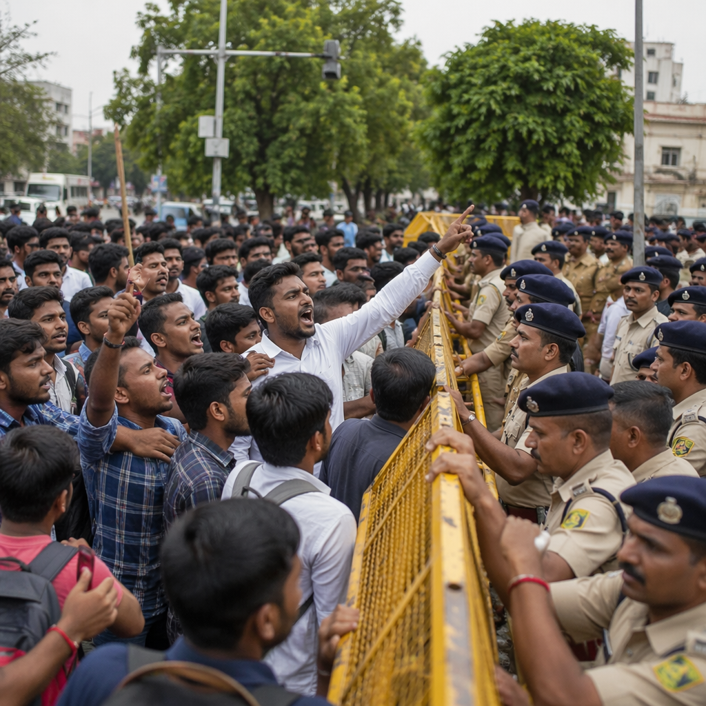 पटना में छात्रों का प्रदर्शन: रौशन आनंद की रिहाई की मांग, खान सर की गिरफ्तारी पर रोक