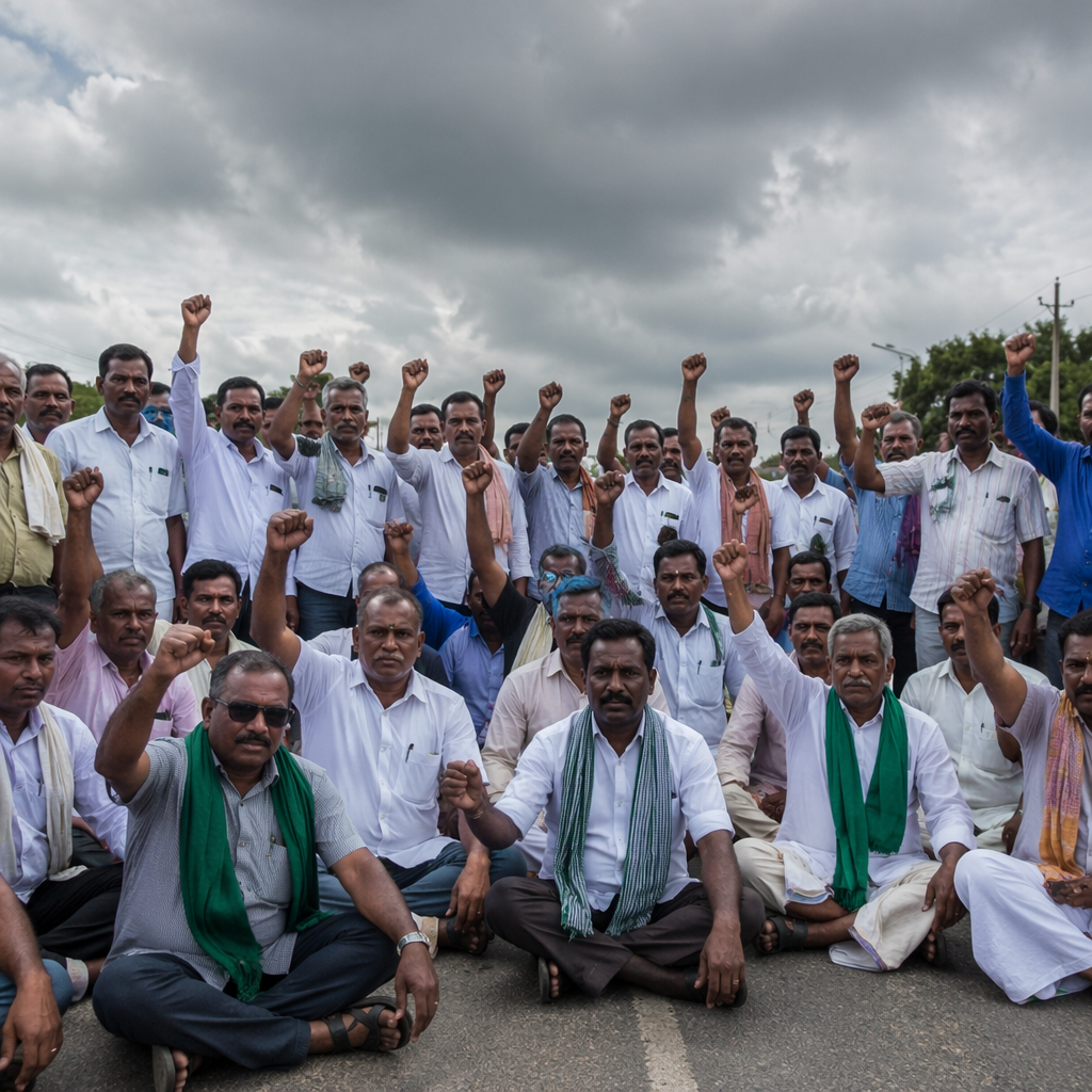 AIKKMS Demands Timely Supply of Seeds and Fertilisers in Dharwad Protest