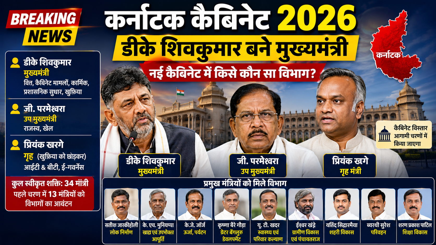 Karnataka Cabinet Ministers List 2026: Full List with Portfolios (DK Shivakumar Government)