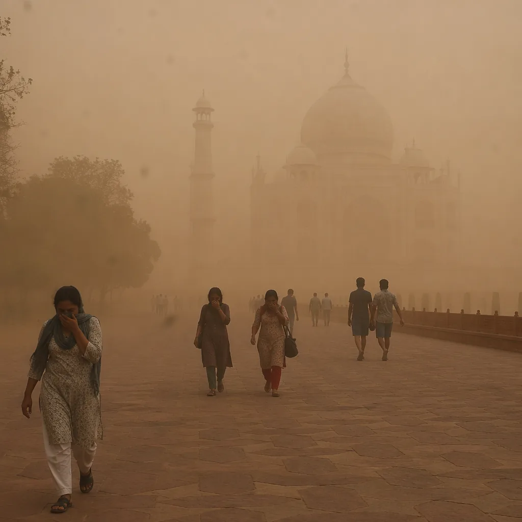 आगरा मौसम आज 10 जून 2026: 36°C, Severe sandstorm | AQI 593 (खतरनाक)