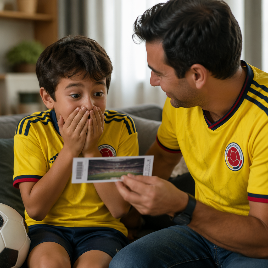 Young Colombia fan left speechless after dad’s surprise World Cup reveal in viral father-son moment: ‘You’re coming too’