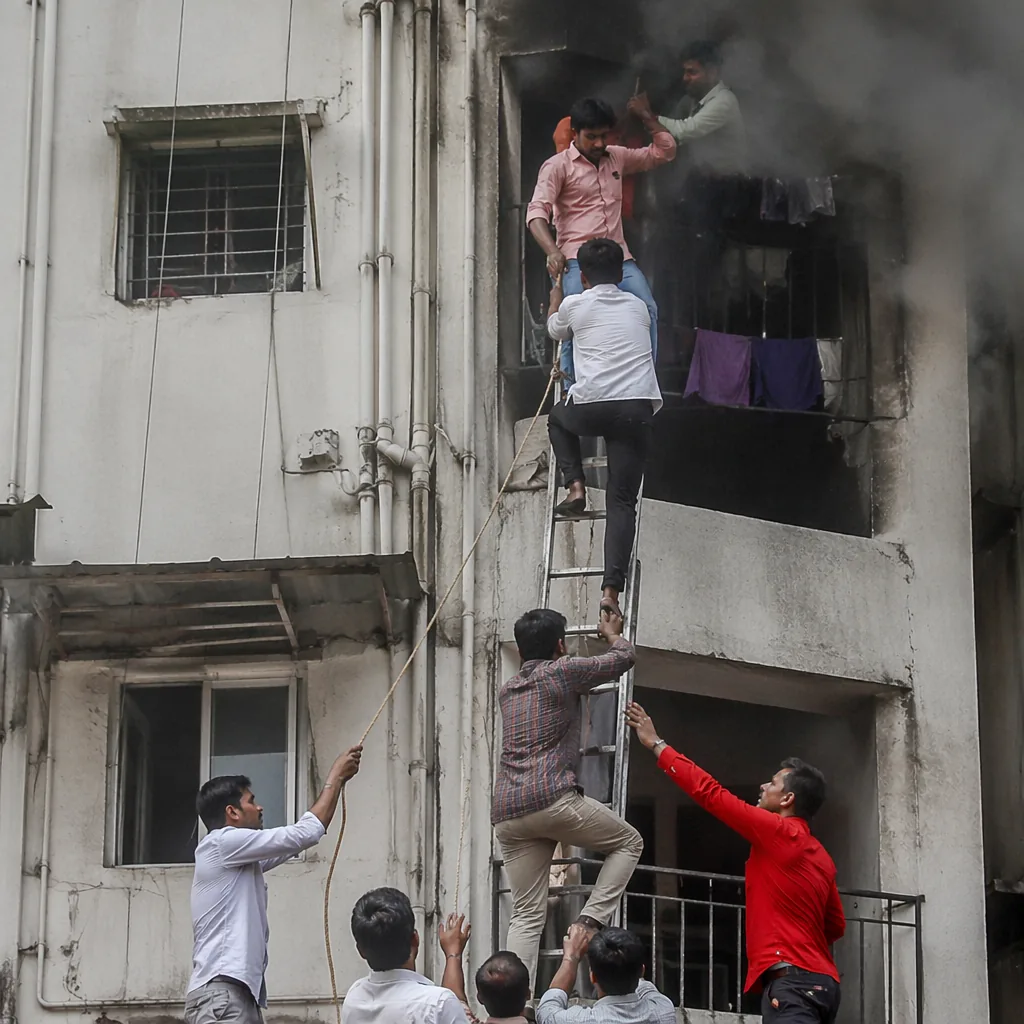 Indore Showroom Fire: 20 Rescued Using Ladders and Ropes