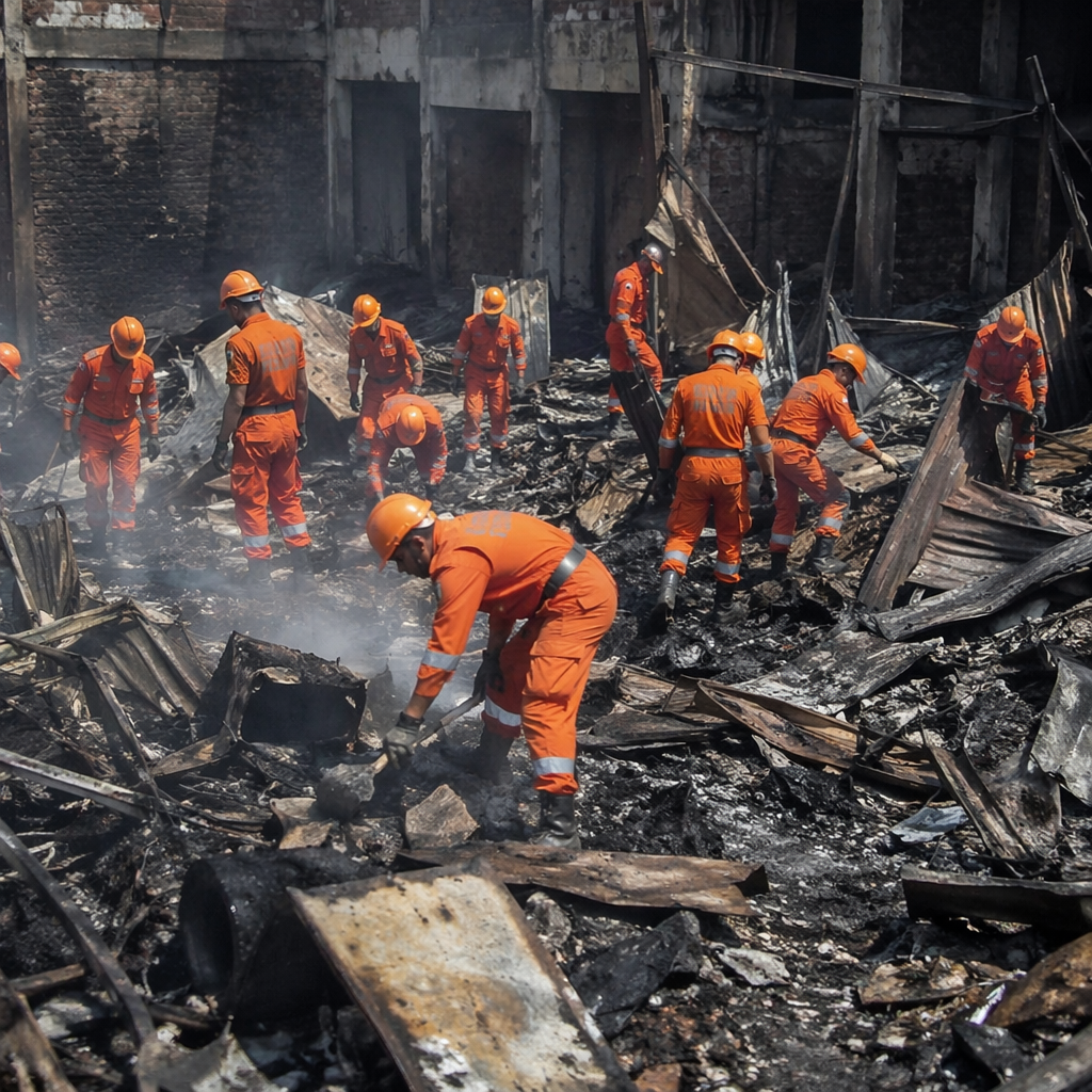 Rohtak Fire: 3 Skeletons Found, NDRF Continues Search in Shops