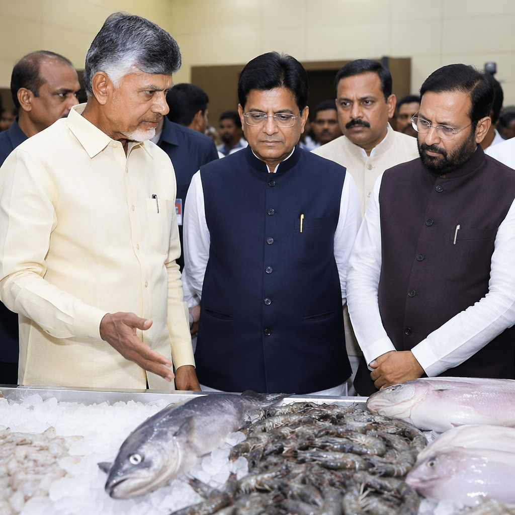 Naidu, Union Ministers inaugurate Visakhapatnam seafood meet; India targets ₹1 lakh crore exports