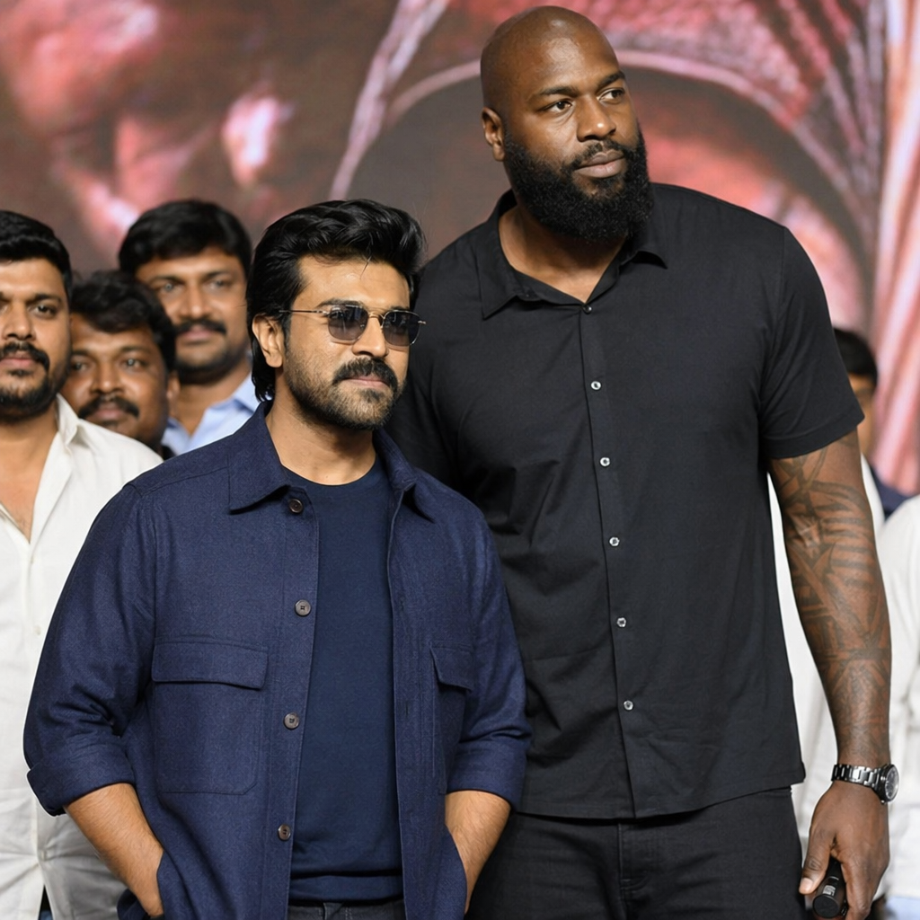 Ram Charan’s MMA Fighter Bodyguard Kevin Kunta Steals Spotlight During ‘Peddi’ Promotions